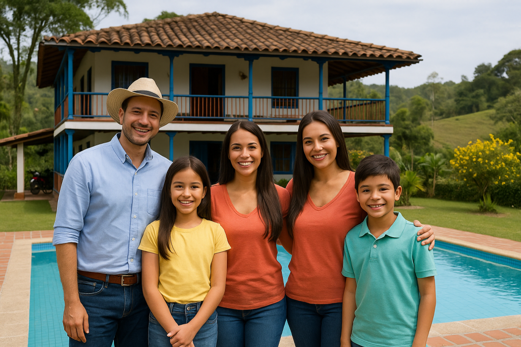 Familia celebrando dia de la madre en finca